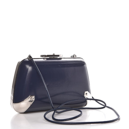 Balenciaga Calfskin Minaudiere Trapeze Clutch Bleu Persan 3 of 9