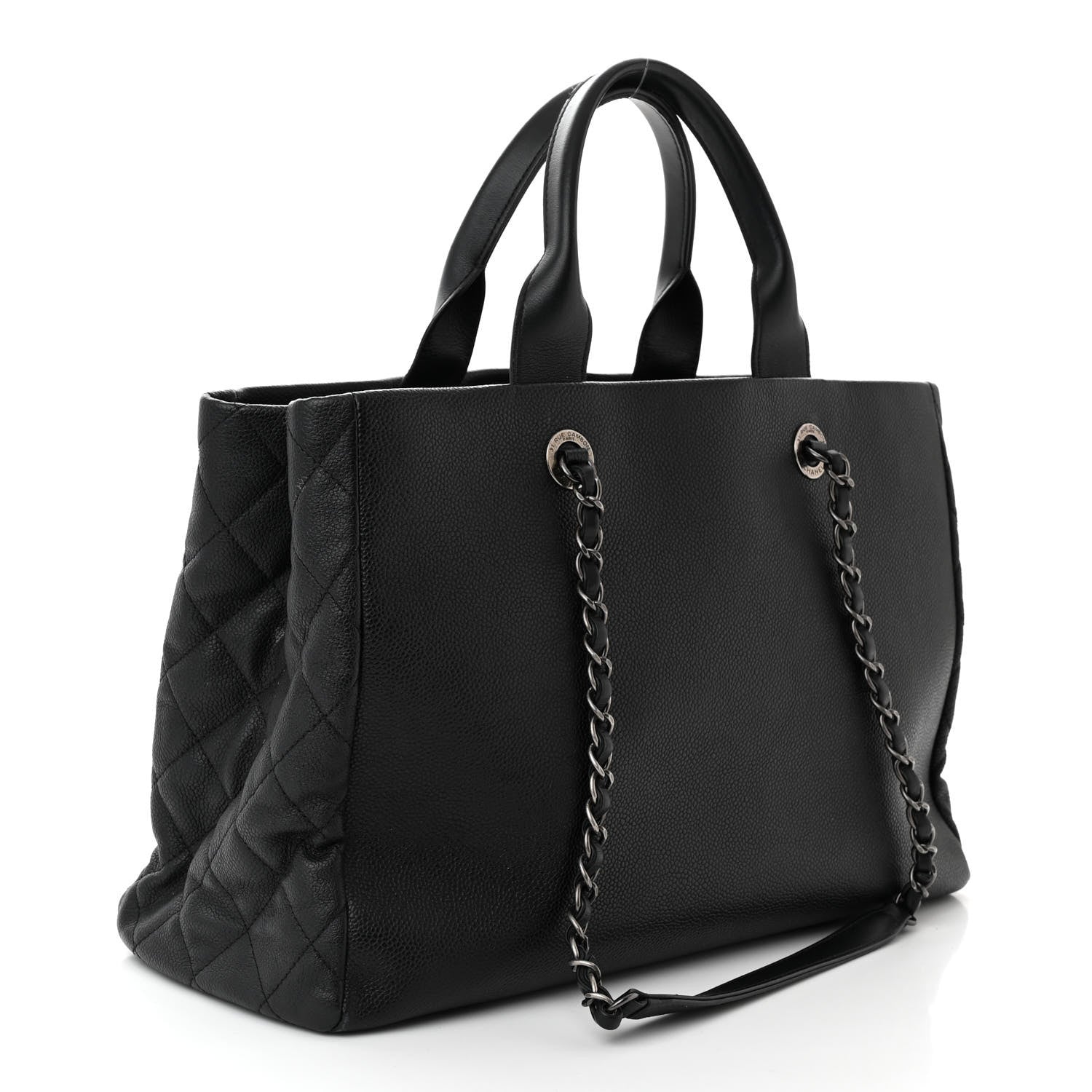 Chanel Caviar Lambskin Quilted Large Coco Break Shopping Bag Black 2 of 13