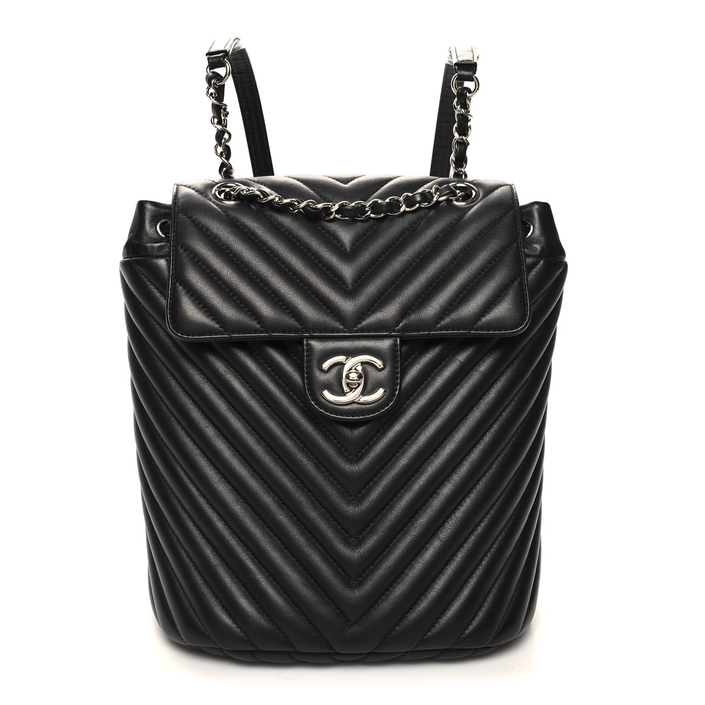 Calfskin Chevron Quilted Small Urban Spirit Backpack Black