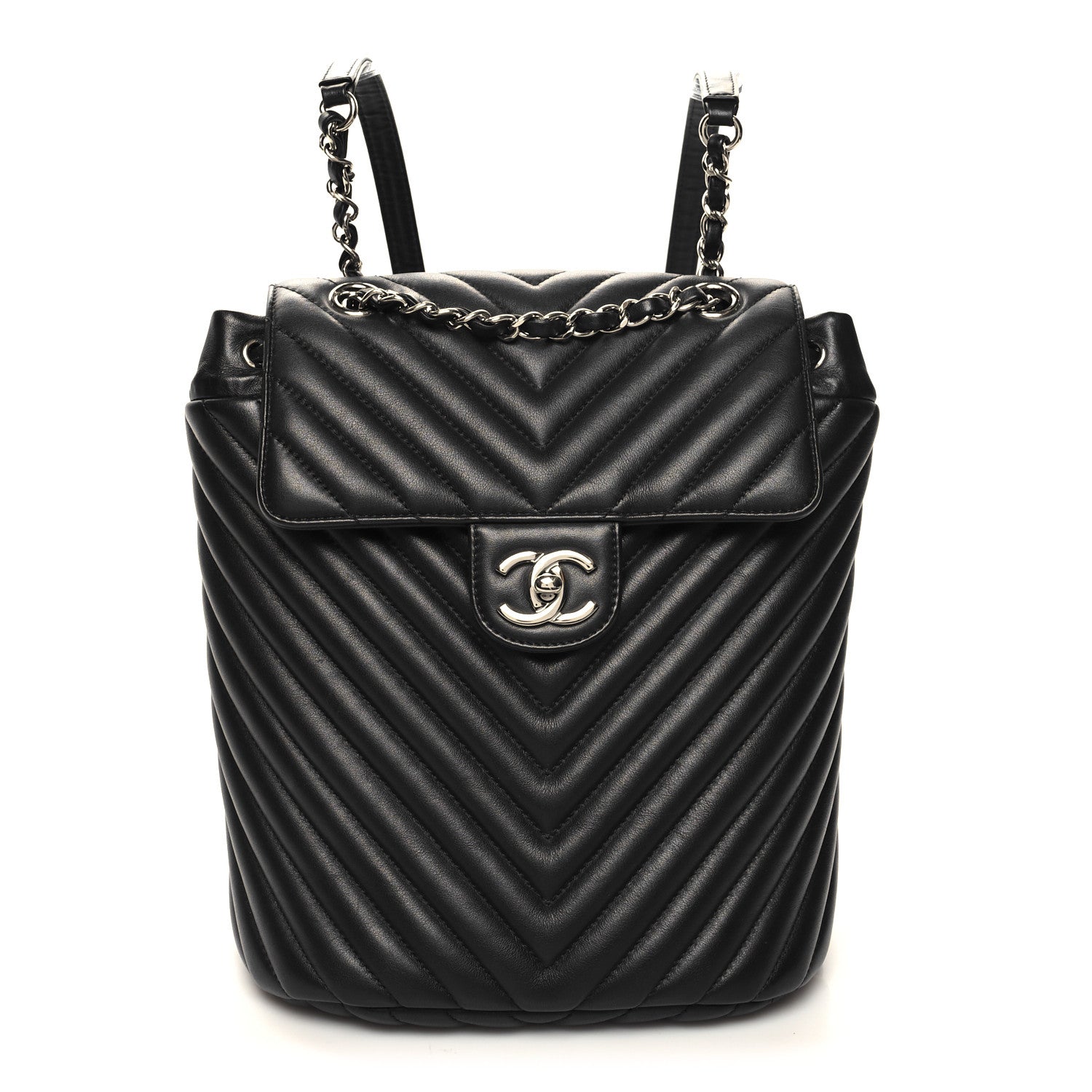 Chanel Calfskin Chevron Quilted Small Urban Spirit Backpack Black 1 of 11