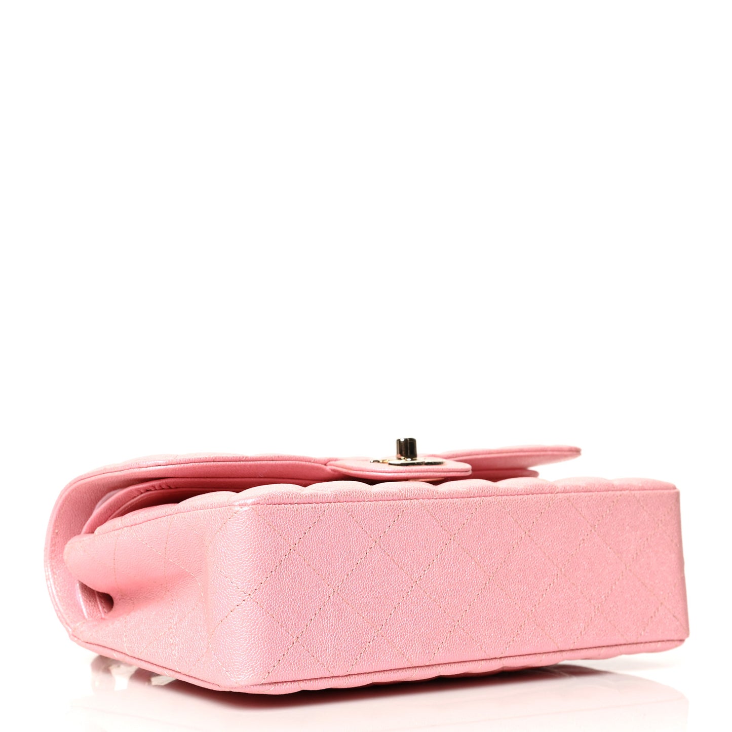 Iridescent Caviar Quilted Small Double Flap Pink