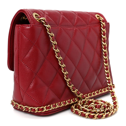 Chanel Caviar Quilted Camellia Chain Around Flap Red 2 of 10
