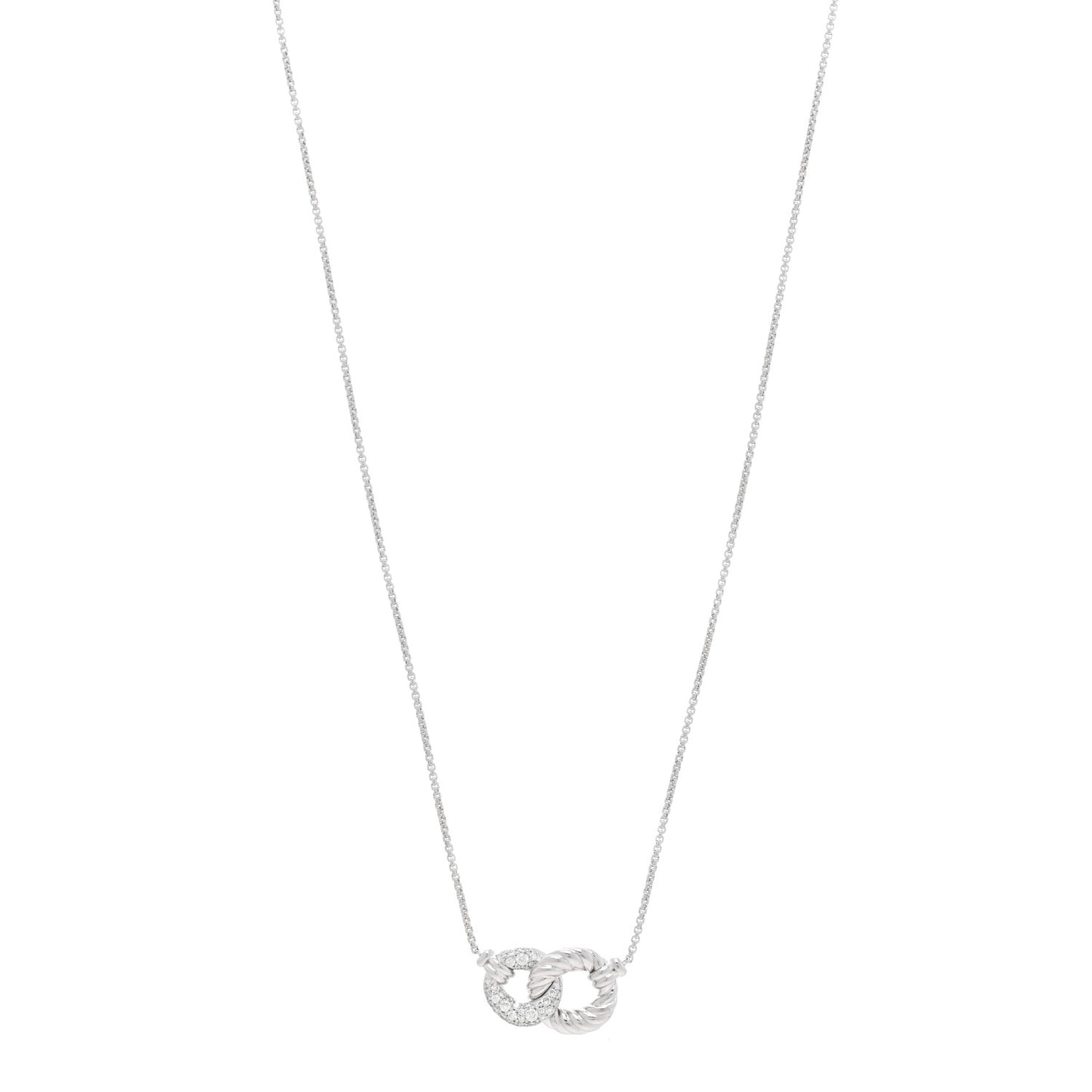 18K White Gold Diamond Belmont Curb Link Pendant Necklace