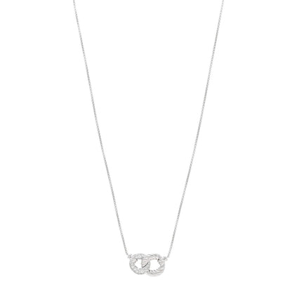 David Yurman 18K White Gold Diamond Belmont Curb Link Pendant Necklace 1 of 4