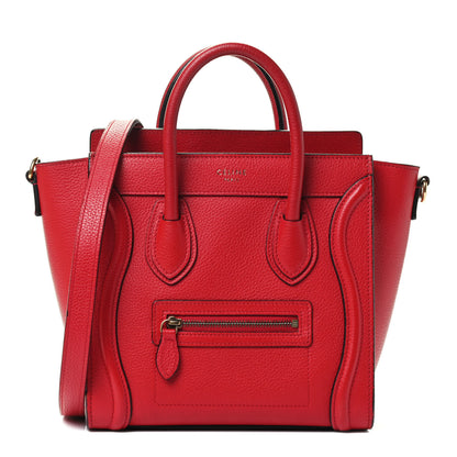 Celine Drummed Calfskin Nano Luggage Coquelicot 1 of 4
