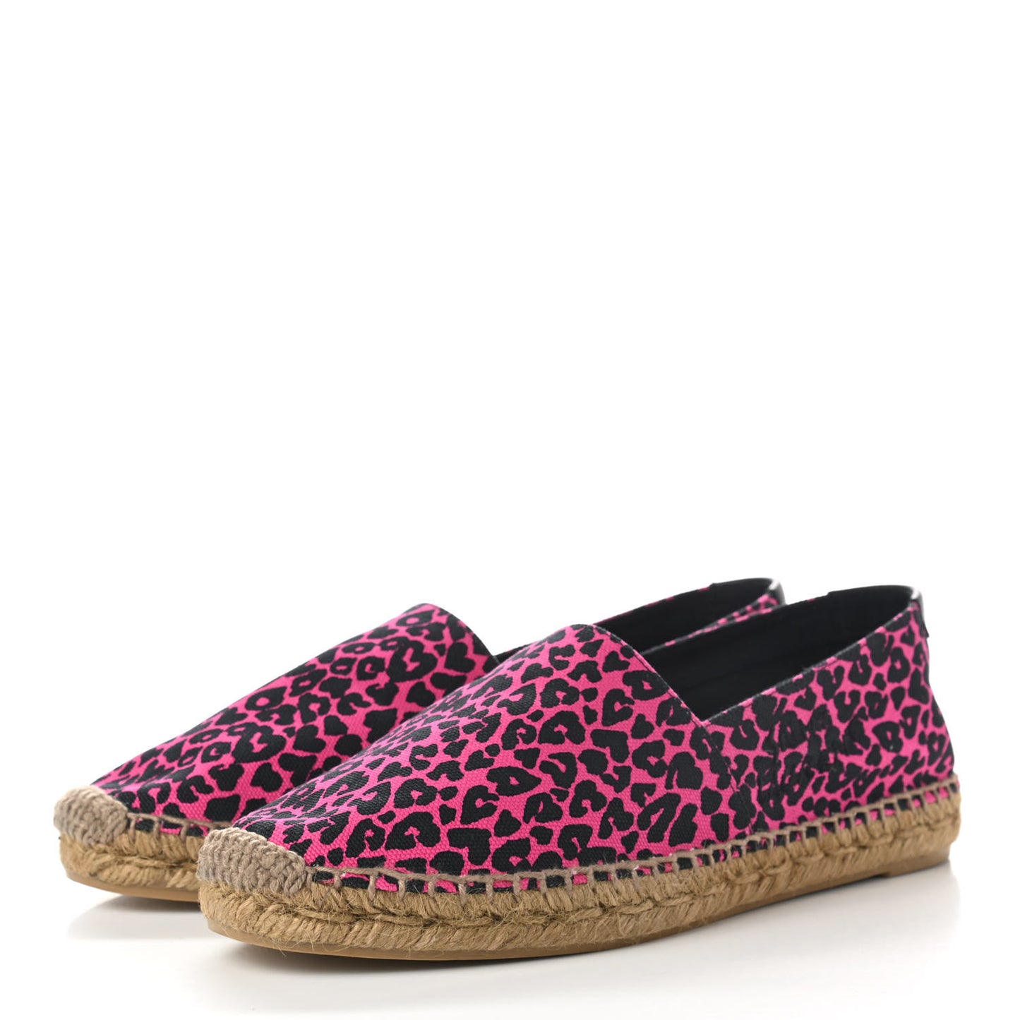 Canvas Leopard Print Espadrilles 39.5 Fushia Black