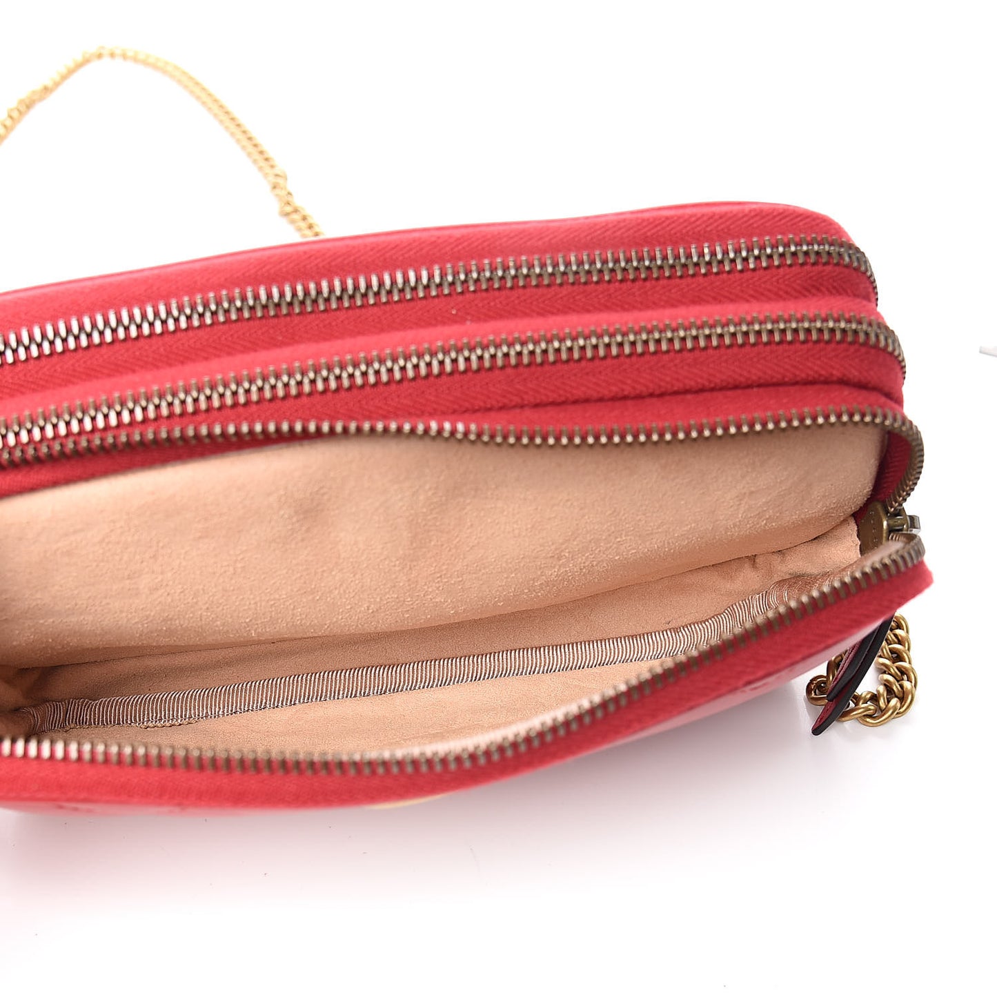 Calfskin Matelasse Mini GG Marmont Chain Crossbody Bag Hibiscus Red