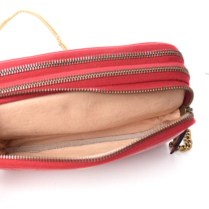 Gucci Calfskin Matelasse Mini GG Marmont Chain Crossbody Bag Hibiscus Red 9 of 13