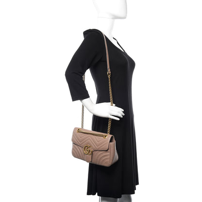 Gucci Calfskin Matelasse Small GG Marmont Shoulder Bag Porcelain Rose 2 of 11