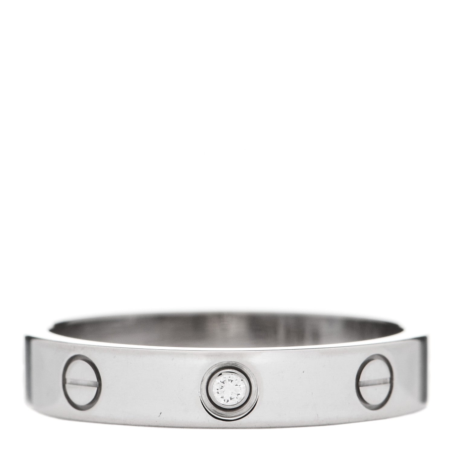 Cartier 18K White Gold Diamond 4mm LOVE Wedding Band Ring 58 8.5 1 of 3