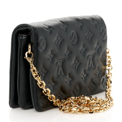 Louis Vuitton Lambskin Embossed Monogram Pochette Coussin Black 2 of 8
