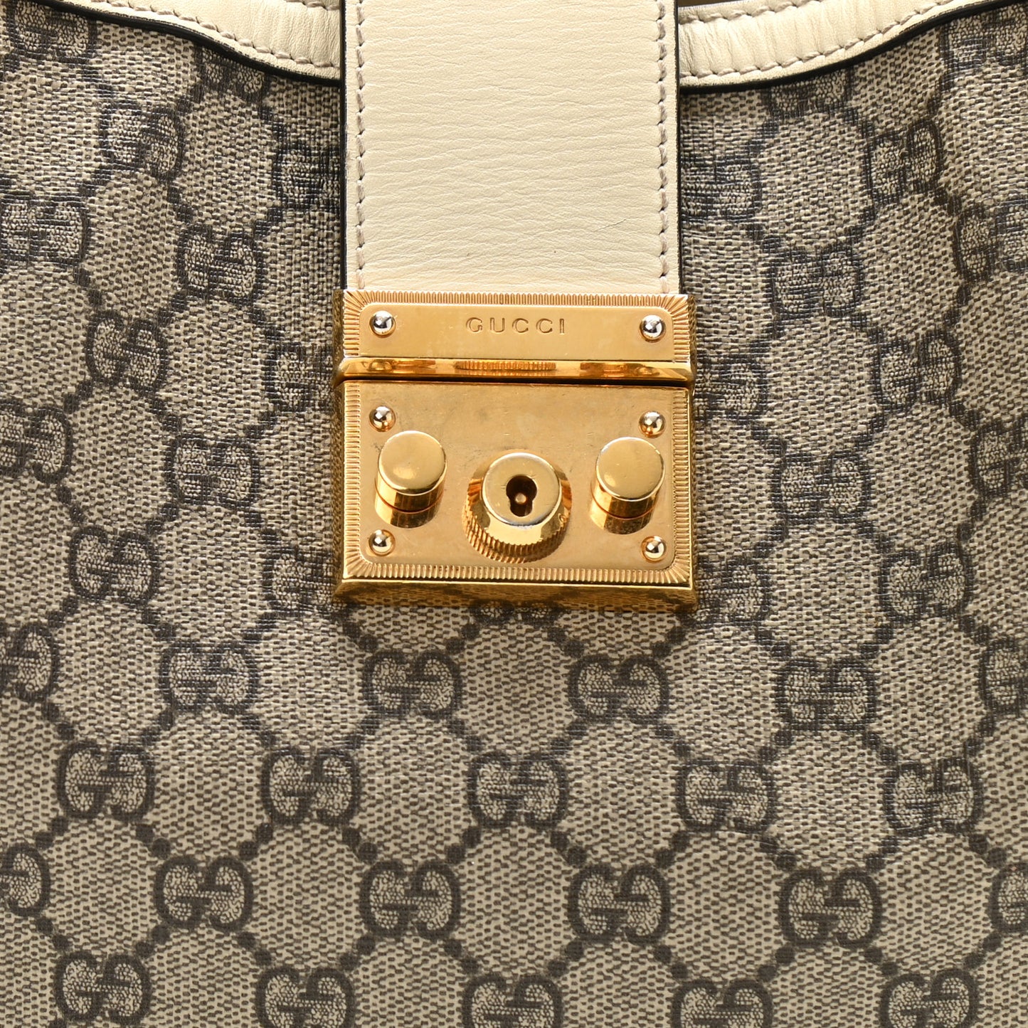 GG Supreme Monogram Medium Padlock Tote White