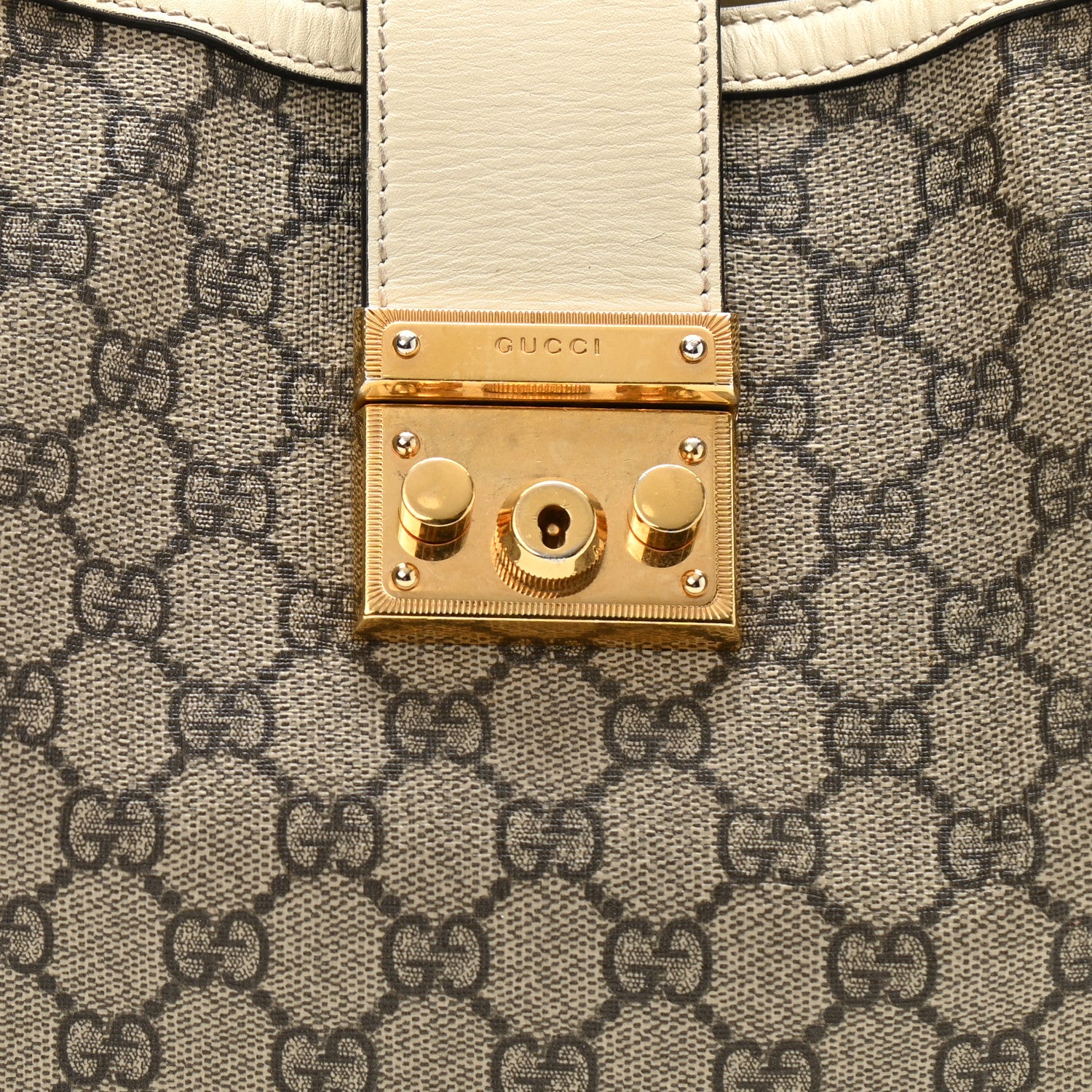 Gucci GG Supreme Monogram Medium Padlock Tote White 14 of 29