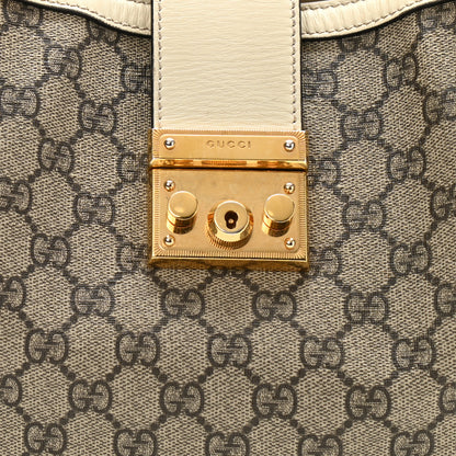 Gucci GG Supreme Monogram Medium Padlock Tote White 14 of 29