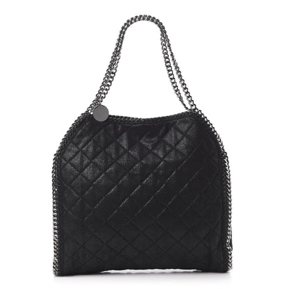 Stella McCartney Metallic Shaggy Deer Quilted Small Falabella Tote Black 1 of 10