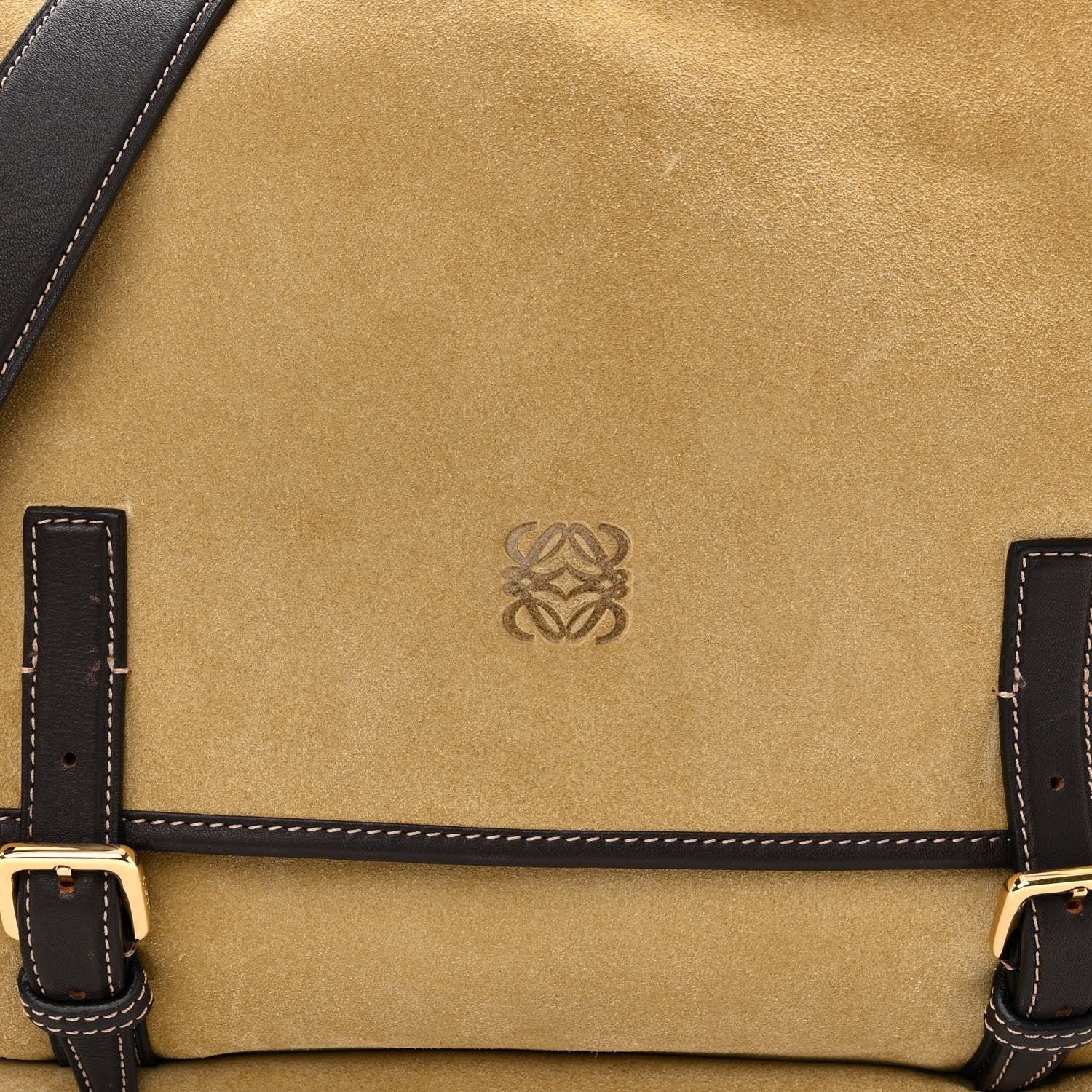 Loewe Suede Messenger Bag Gold 7 of 9