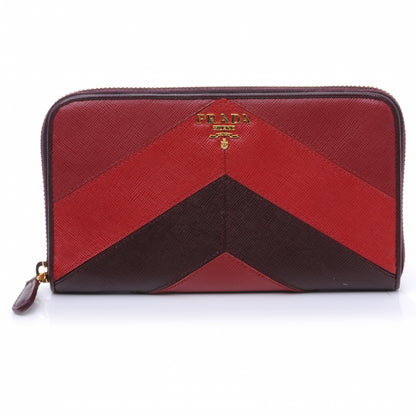 Prada Saffiano Chevron Zip Around Wallet Rubino 1 of 9