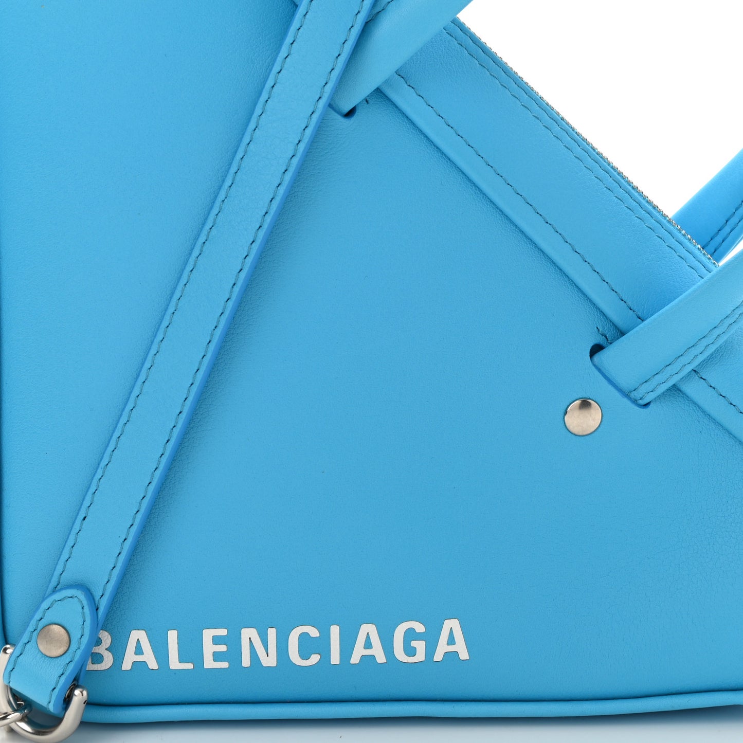 Calfskin XS Triangle Chain Duffle Baby Blue