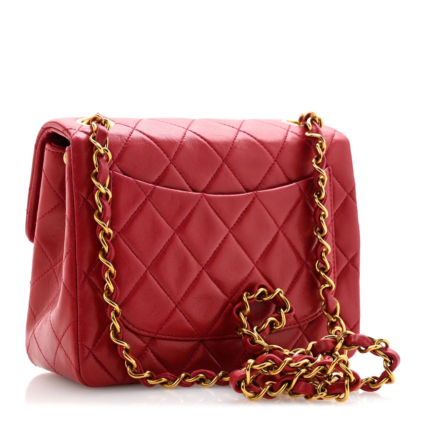 Lambskin Quilted Mini Square Flap Scarlet