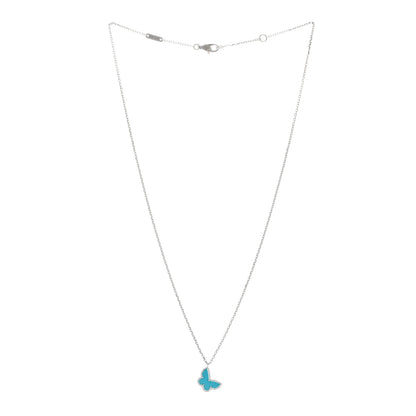 Van Cleef & Arpels 18K White Gold Turquoise Sweet Alhambra Butterfly Pendant Necklace 3 of 5