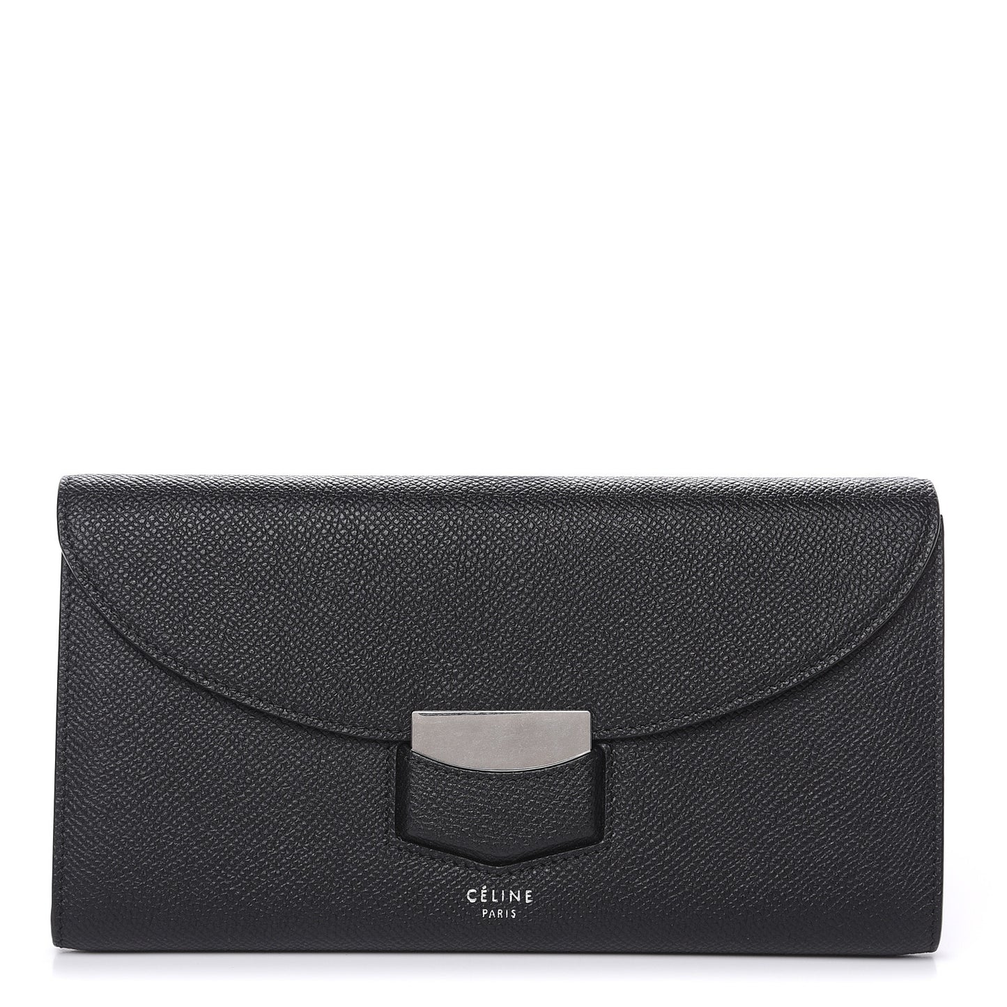 Grained Calfskin Large Trotteur Multifunction Flap Wallet Black