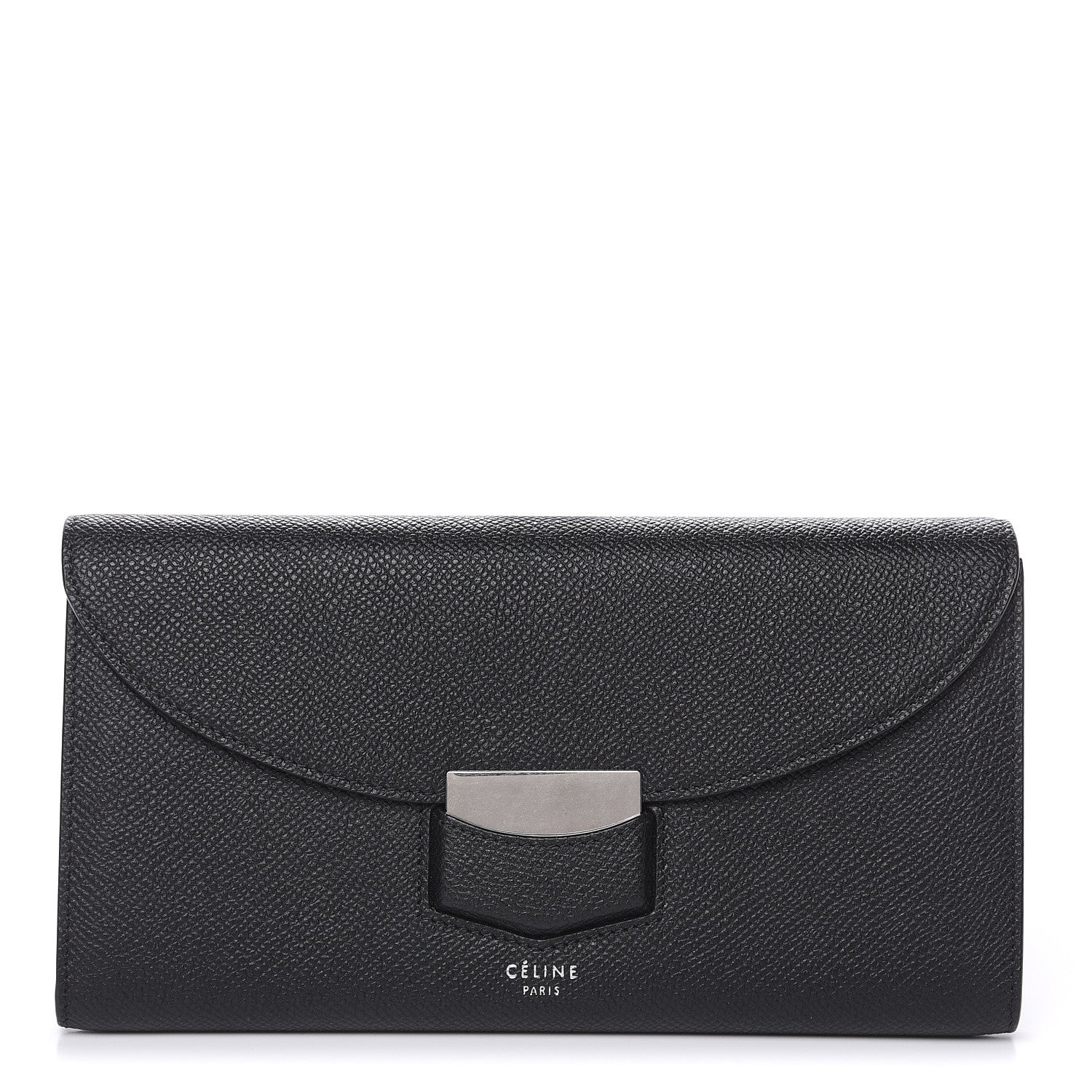 Celine Grained Calfskin Large Trotteur Multifunction Flap Wallet Black 1 of 8