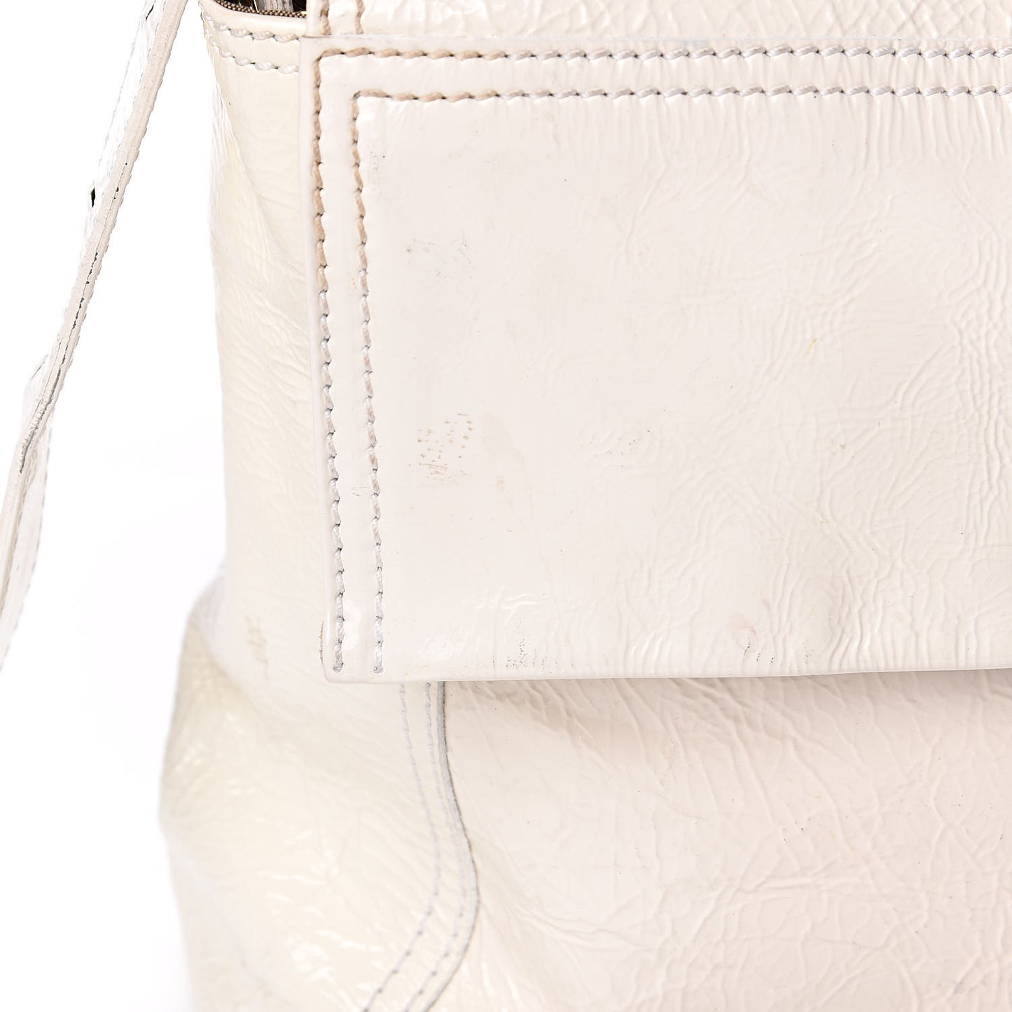 Vitello Naplak Large Convertible Baguette White