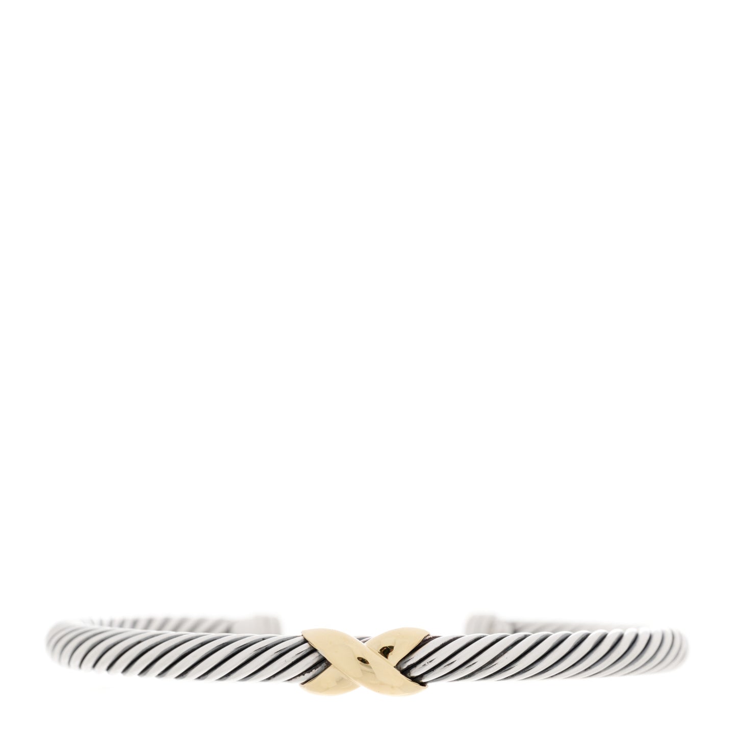 Sterling Silver 14K Yellow Gold 5mm X Station Cable Bracelet