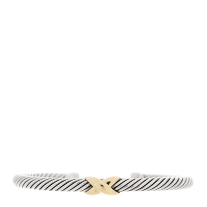 David Yurman Sterling Silver 14K Yellow Gold 5mm X Station Cable Bracelet 1 of 3