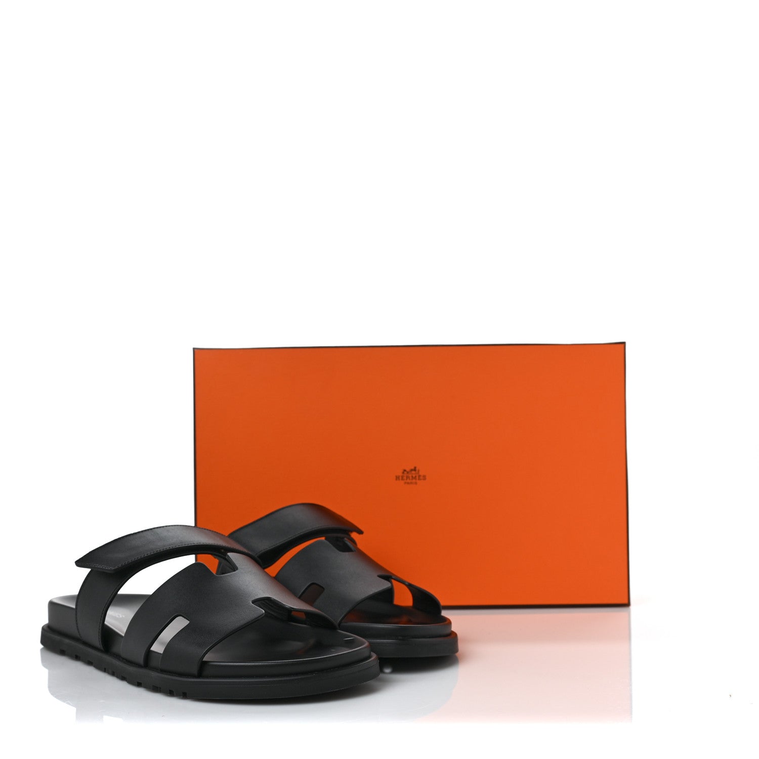 Hermes Calfskin Mens Chypre Sandals 42.5 Black 10 of 10