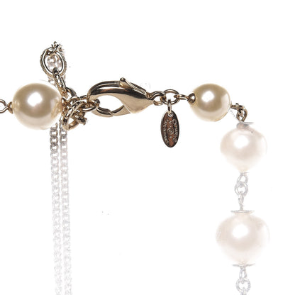 Chanel Gripoix Crystal Pearl Tweed Medallion Necklace Gold 5 of 5