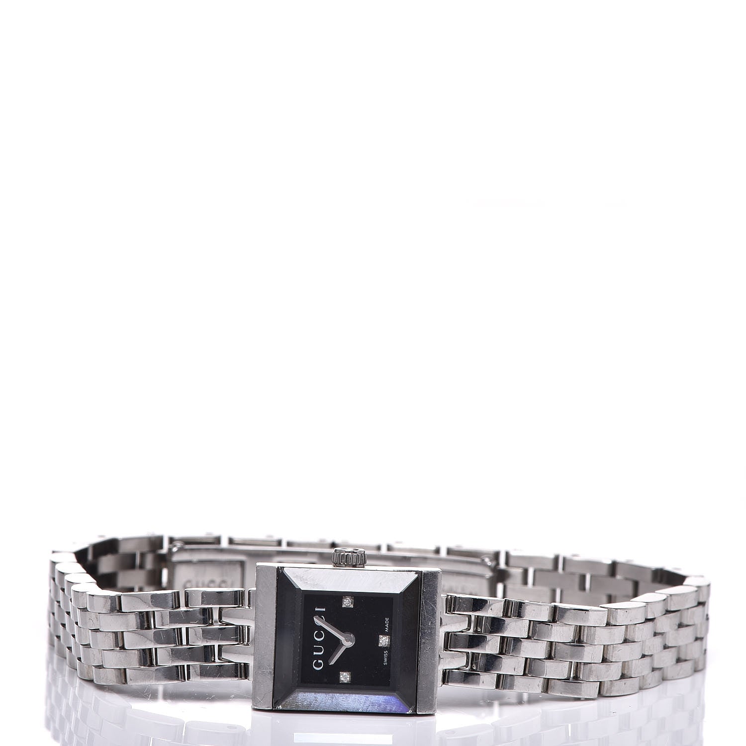 Gucci Stainless Steel Diamond 14mm G- Frame Square Quartz Watch Black 3 of 11