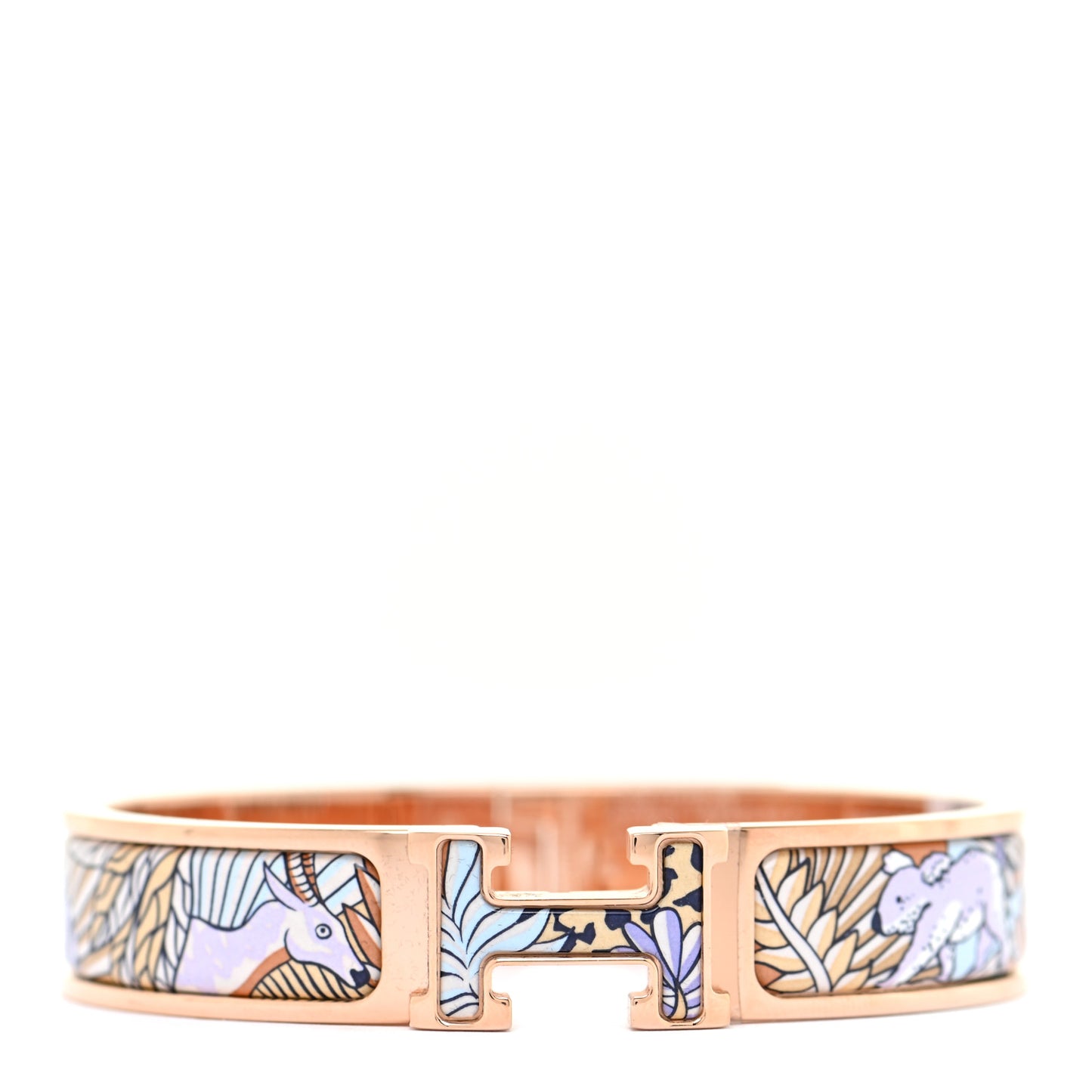 Enamel Narrow Print Animaux Camoufles Clic Clac H Bracelet PM Lilas