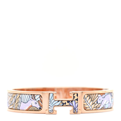 Hermes Enamel Narrow Print Animaux Camoufles Clic Clac H Bracelet PM Lilas 1 of 5