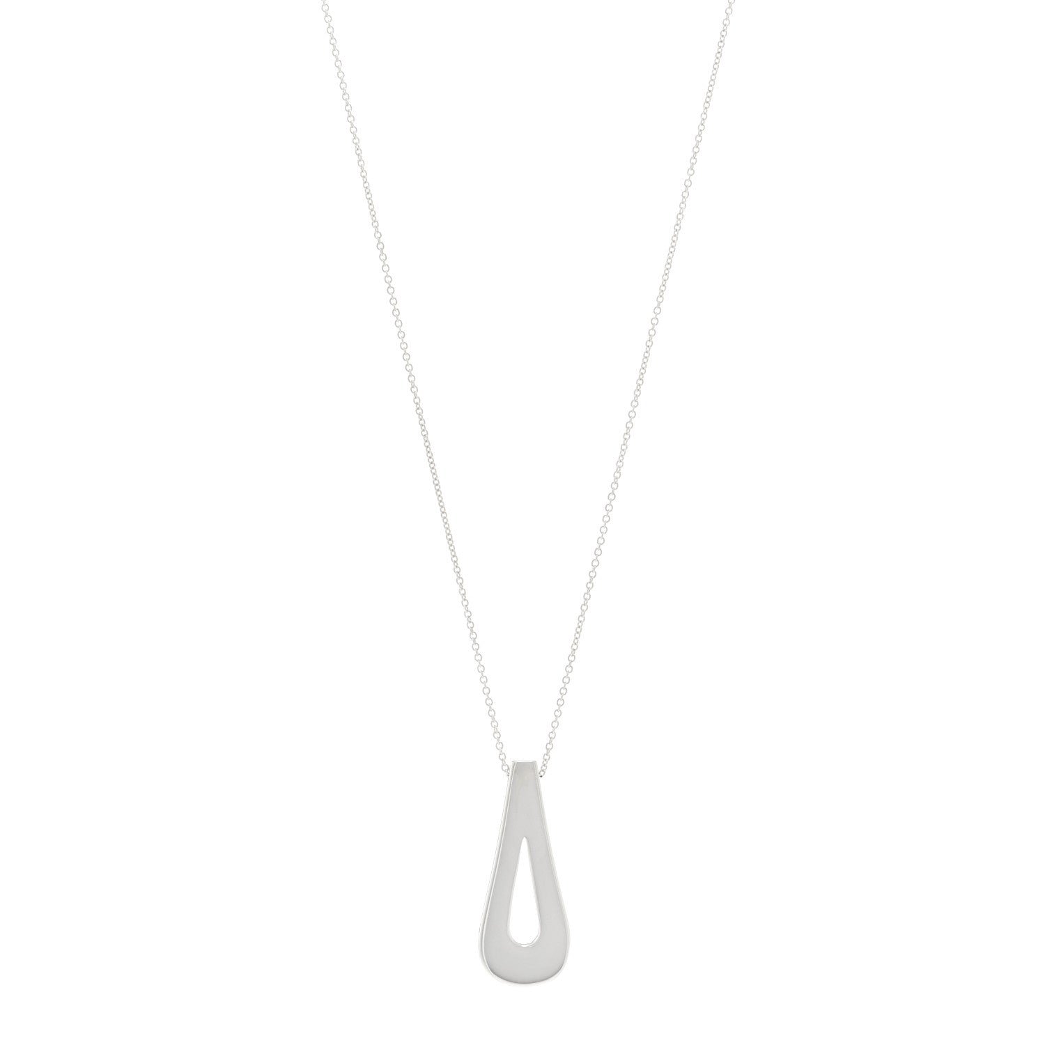 Tiffany Sterling Silver Blue Sapphire Loop Pendant Necklace 1 of 5
