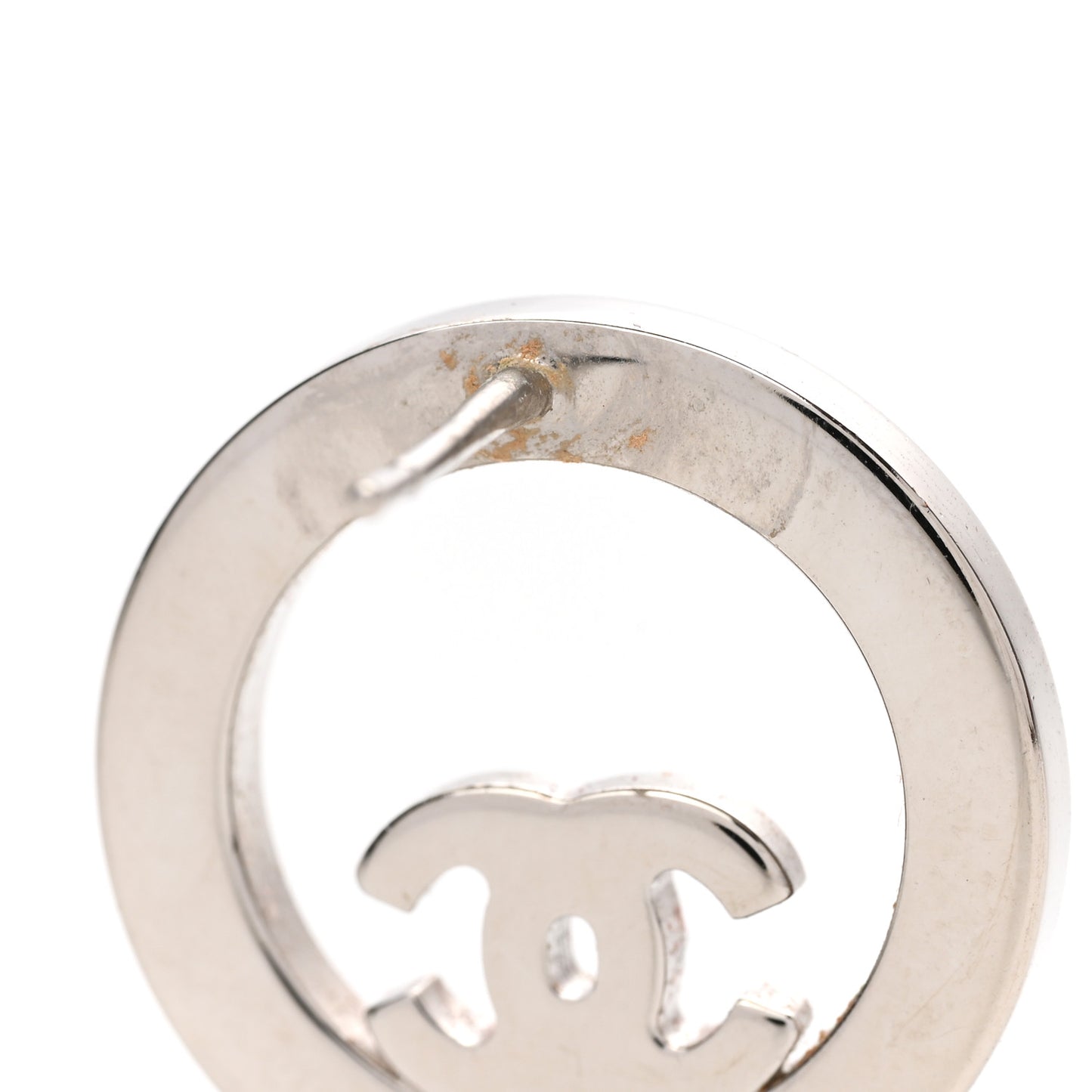 Crystal CC Round Earrings Silver