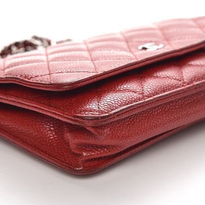 Chanel Caviar Quilted Wallet on Chain WOC Red 9 of 14