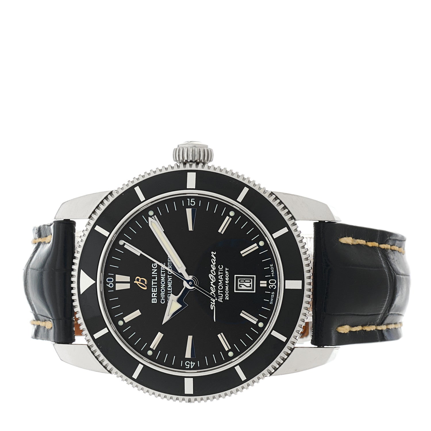 Breitling Stainless Steel Alligator 46mm Superocean Heritage 46 Automatic Watch Black A17320 2 of 6