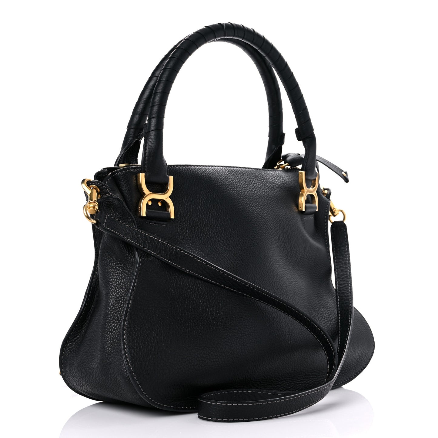 Calfskin Small Marcie Satchel Black