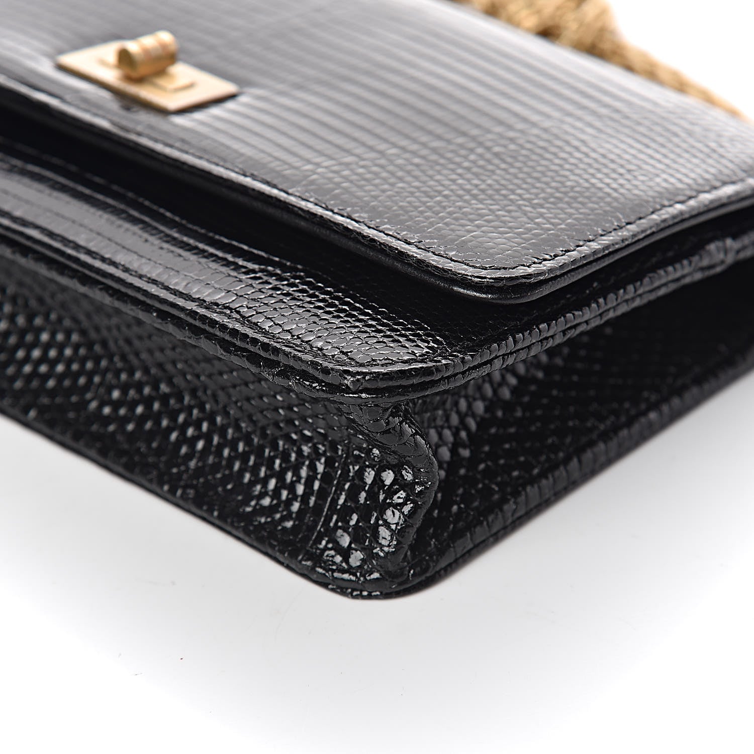 Chanel Lizard Reissue Wallet on Chain WOC Black 12 of 12