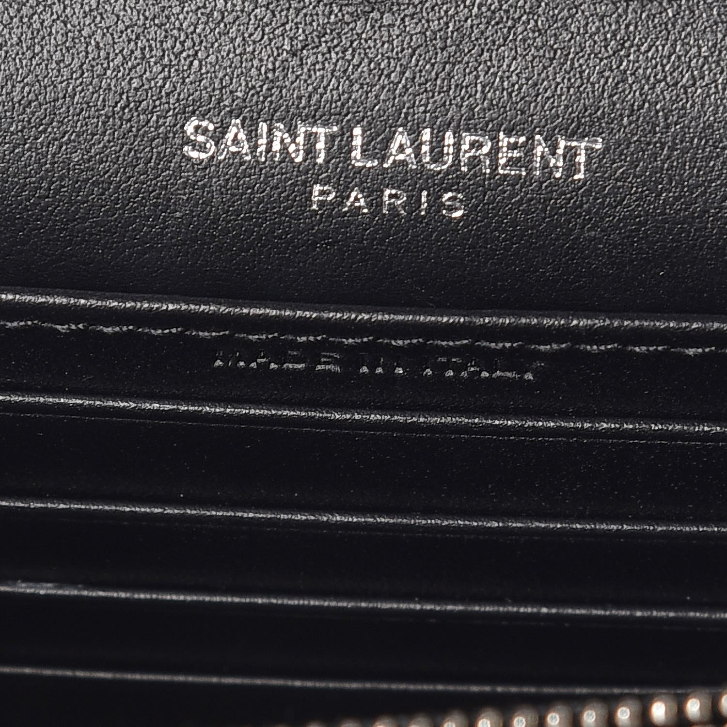Saint Laurent Calfskin Crocodile Embossed Monogram Sunset Chain Wallet Black 9 of 9
