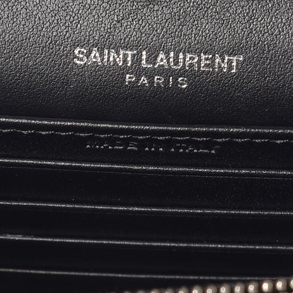 Saint Laurent Calfskin Crocodile Embossed Monogram Sunset Chain Wallet Black 9 of 9