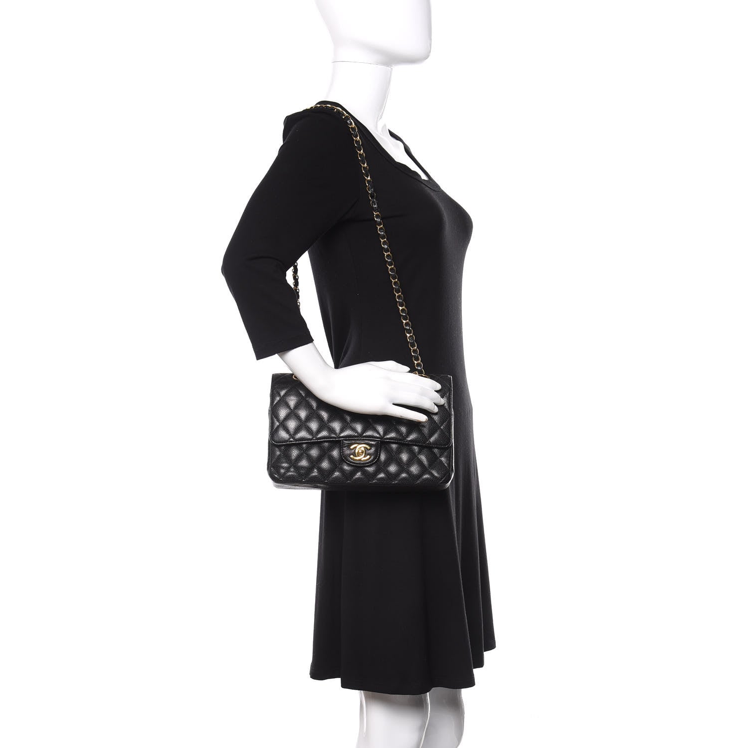 Chanel Caviar Quilted Medium Double Flap Black 3 of 16