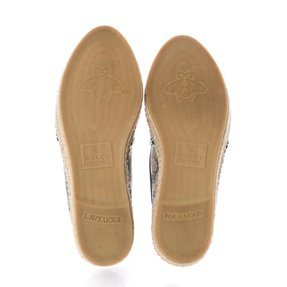 Gucci GG Supreme Monogram Bees Espadrille Flats 38.5 Beige Ebony Oro Black 5 of 7