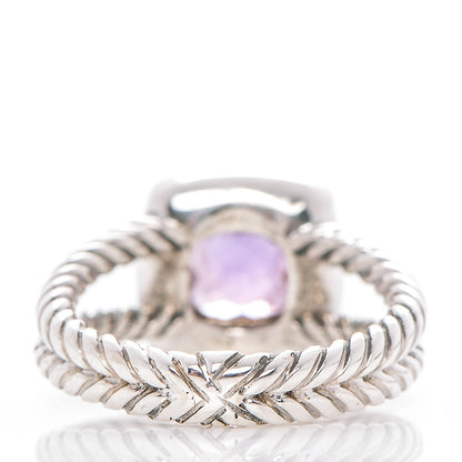 David Yurman Sterling Silver Diamond Amethyst 7mm Petite Albion Ring 52 6 4 of 6