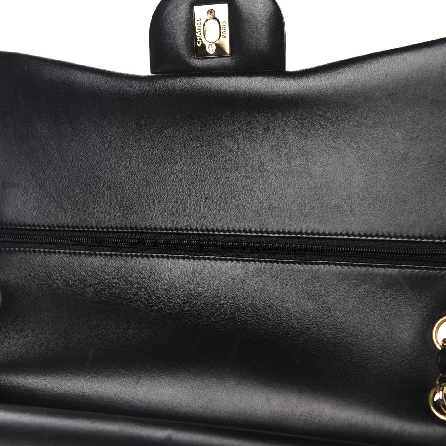 Lambskin Quilted Jumbo Double Flap Black