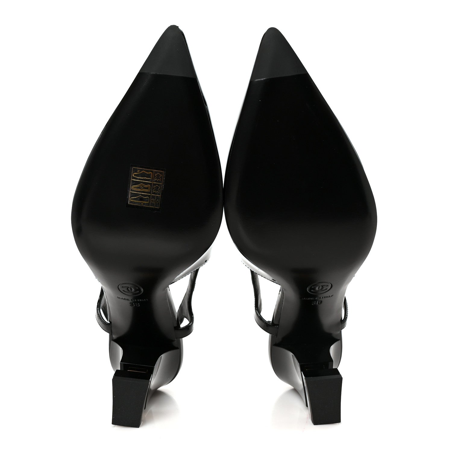 Chanel Patent Calfskin Slingback CC Cutout Pumps 38 Black 6 of 10