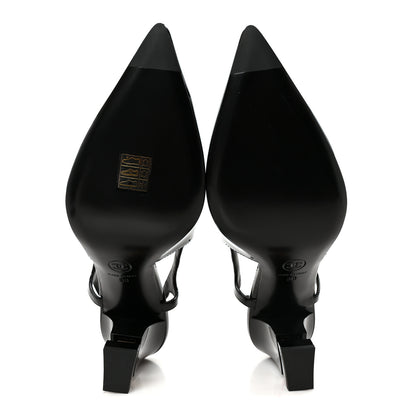 Chanel Patent Calfskin Slingback CC Cutout Pumps 38 Black 6 of 10