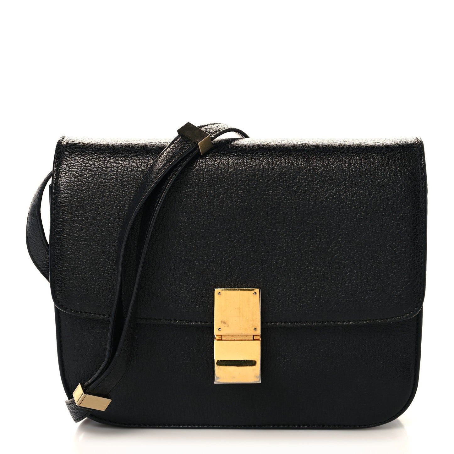 Goatskin Medium Classic Box Flap Bag Black