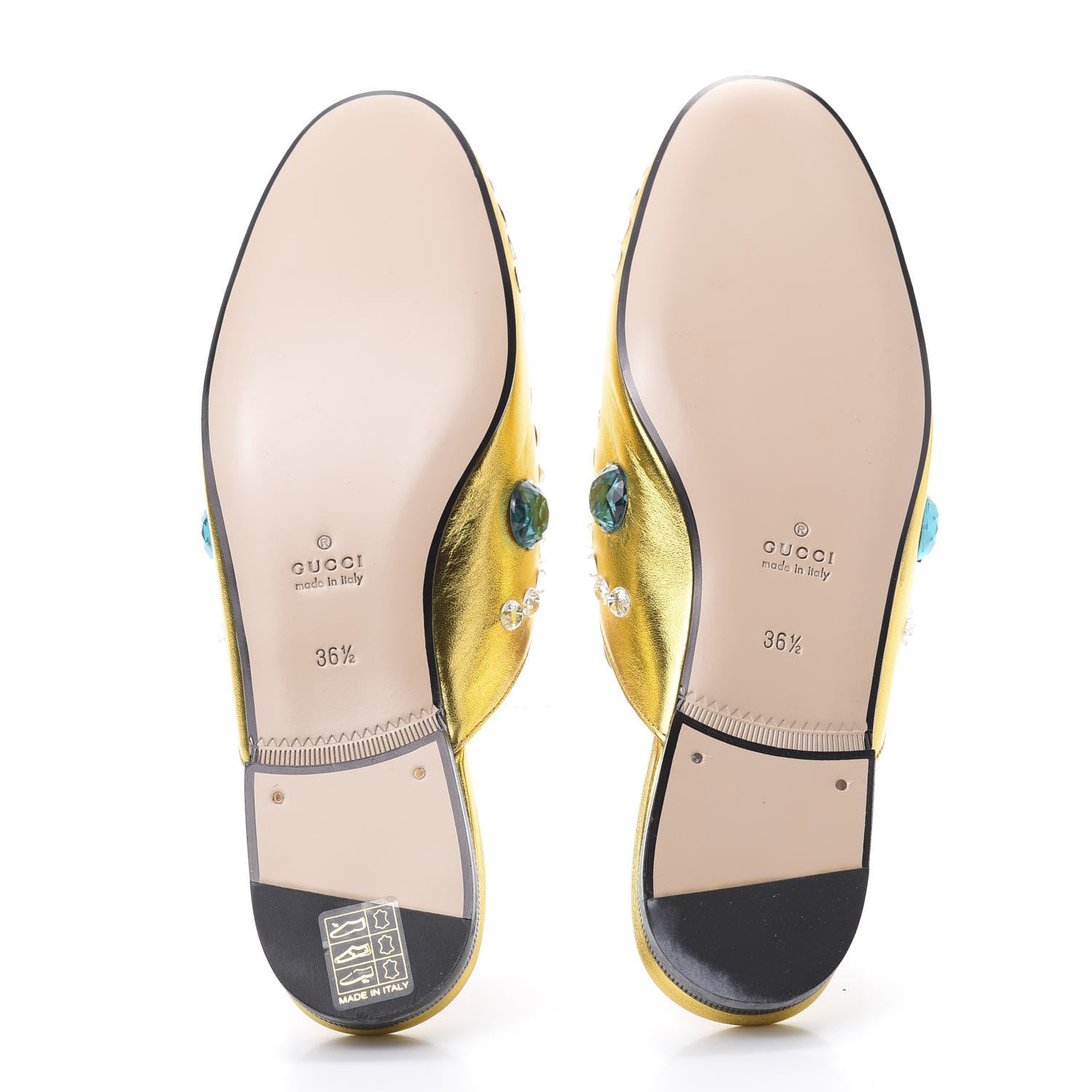 Gucci Metallic Nappa Crystal Womens Princetown Slippers 36.5 Gold 5 of 8
